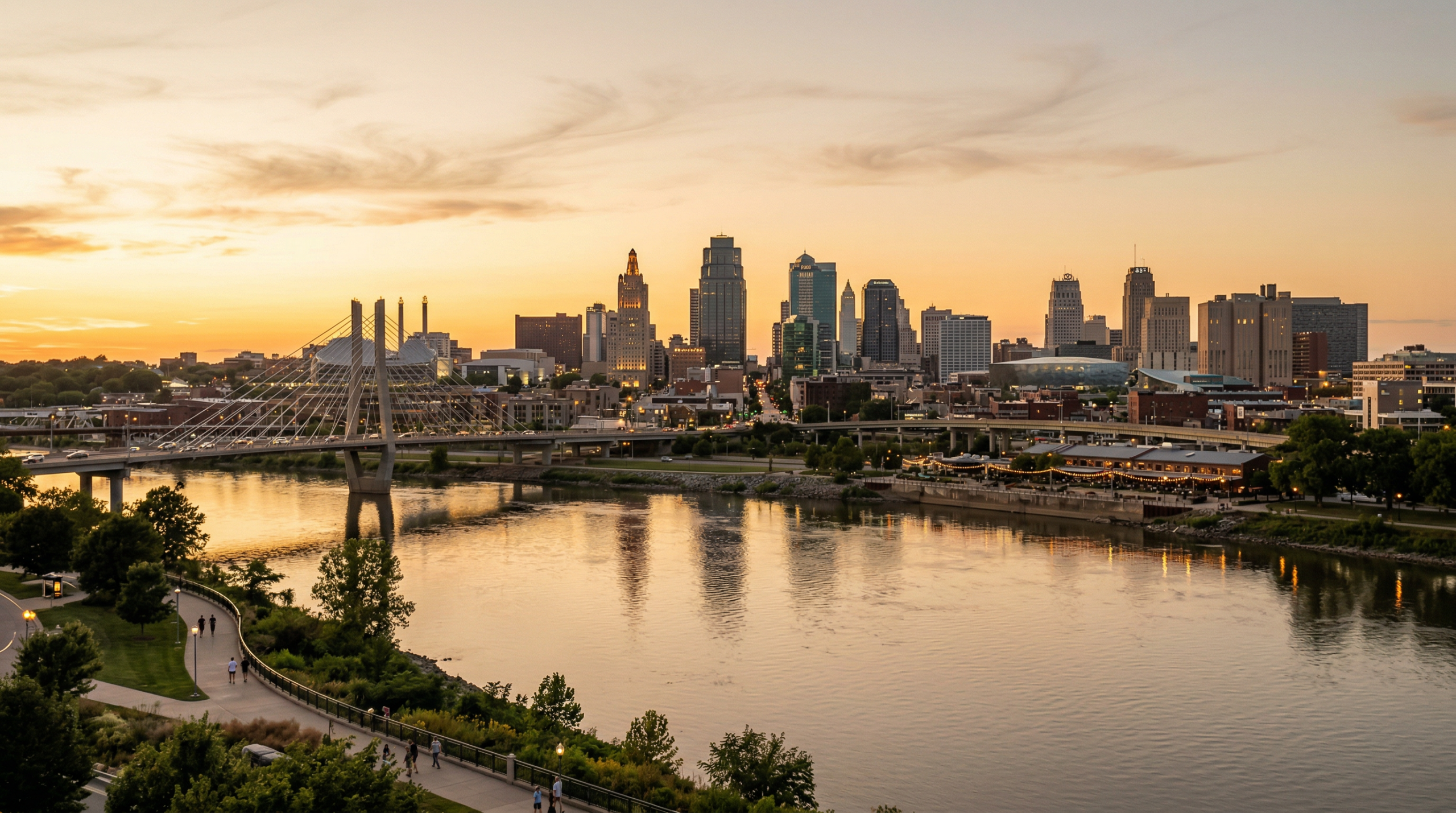 Kansas City skyline at golden hour